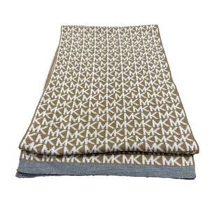 Michael Kors Beige and Gray Logo Scarf